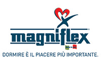 Logo di Magniflex con slogan 'Dormire è il piacere più importante'.